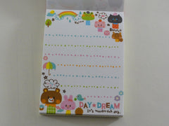 z Cute Kawaii Q-Lia Day Dream Bear Rabbit Cat Mini Notepad / Memo Pad - Vintage Rare Collectible - Stationery Design Writing