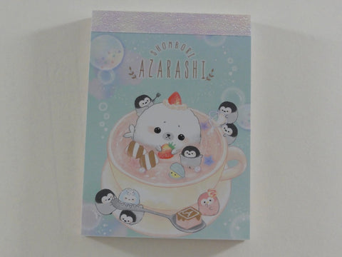 Cute Kawaii Crux Shombori Azarashi Seal Penguin Friends Mini Notepad / Memo Pad - B - Stationery Designer Paper Collection