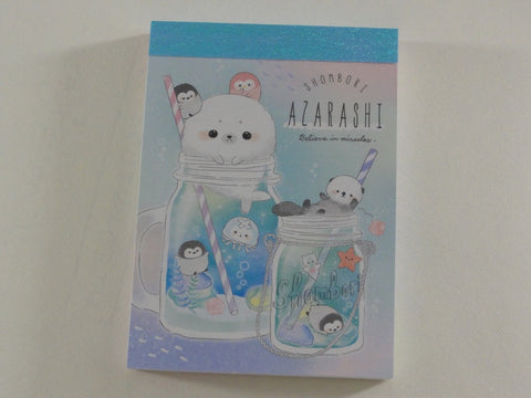 Cute Kawaii Crux Shombori Azarashi Seal Penguin Friends Mini Notepad / Memo Pad - C - Stationery Designer Paper Collection