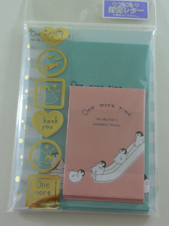 Cute Kawaii Crux Playful Penguin MINI Letter Set Pack - Stationery Writing Note Paper Envelope