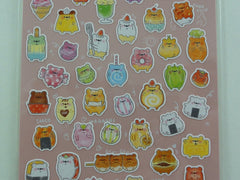 Cute Kawaii Mind Wave Beary Food Fruits Vegetables and Drinks Sticker Sheet - for Journal Planner Craft