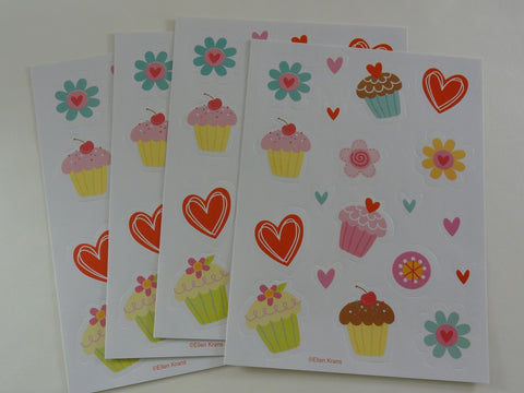Cute Kawaii Love Cupcakes Sticker Sheets - for Journal Planner Craft