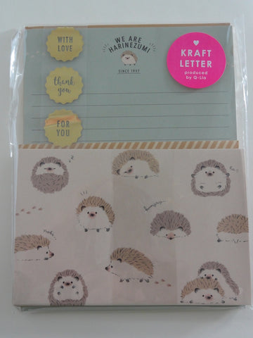 Cute Kawaii Mind Wave Hedgehog Letter Set Pack - B - Stationery Writing Paper Envelope Pen Pal
