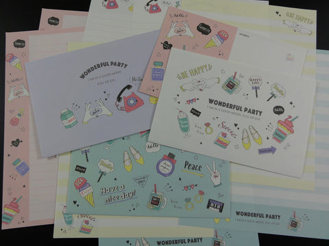 Cute Kawaii Kamio Wonderful Party Letter Sets - Stationery Writing Paper Envelope Penpal