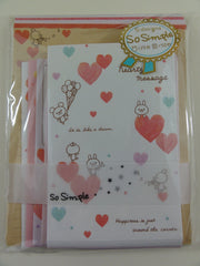 z Cute Kawaii Crux Bear Hearty Message Heart Valentine Letter Set Pack - Stationery Writing Paper Penpal