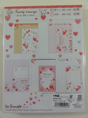 z Cute Kawaii Crux Bear Hearty Message Heart Valentine Letter Set Pack - Stationery Writing Paper Penpal