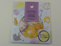 Cute Kawaii Mind Wave Cats Flake Stickers Sack - for Journal Agenda Planner Scrapbooking Craft