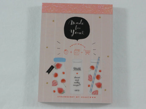 Cute Kawaii Kamio Strawberry Milk Fruit Drink Mini Notepad / Memo Pad - Stationery Designer Writing Paper Collection