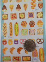 Cute Kawaii Mindwave Foodies Sticker Sheet - D - Healthy Bread Breakfast Croissant Donut Cupcakes Muffin  - for Journal Planner Craft