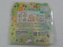 Cute Kawaii Kamio Blooming Clover Cat Kitten Green Sticker Flakes Sack - for Journal Planner Craft Scrapbook Agenda