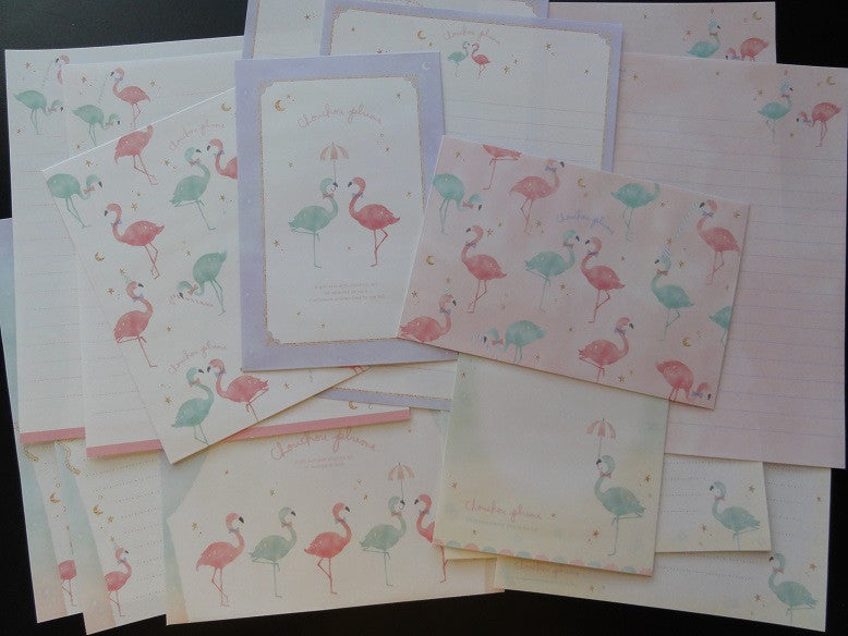 Q-lia Chou Chou Plume Flamingo Bird Letter Sets
