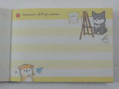 Cute Kawaii Kamio Hedgehog Dog Friends Homework Study Craft Time Mini Notepad / Memo Pad - Stationery Design Writing Collection