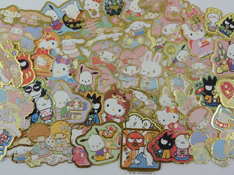 Cute Kawaii Sanrio Characters Hello Kitty My Melody Little Twin Stars Cinnamoroll Pochacco Badtz Maru Flake Sack Stickers - 60 pcs - 2018