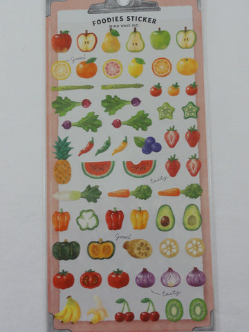 Cute Kawaii Mind Wave Healthy Fruit and Vegetable Sticker Sheet - for Journal Planner Craft