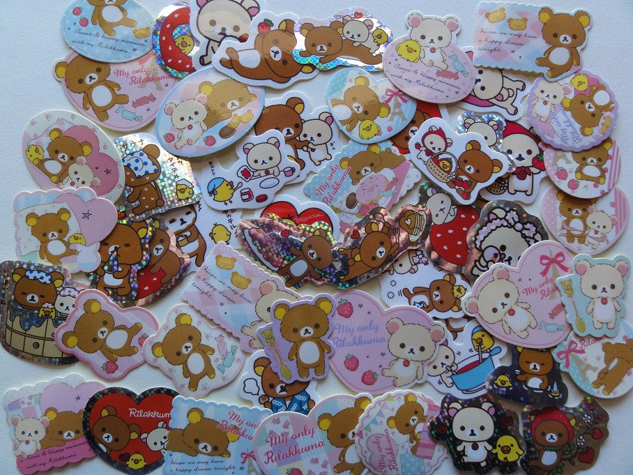 San-X Rilakkuma Bear Flake Stickers - 54 pcs