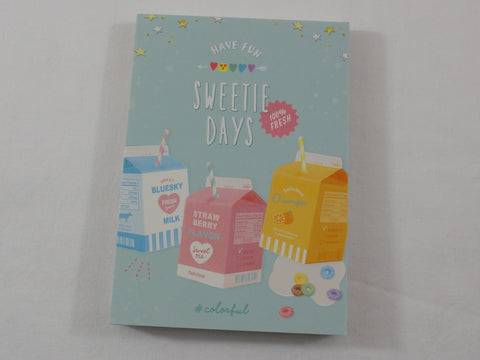 Cute Kawaii Q-Lia Healthy Fruity Sweet Milk Days MIDI 3.5 x 5 in Notepad / Memo Pad - A - Stationery Designer Paper Collection