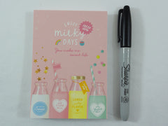 Cute Kawaii Q-Lia Healthy Fruity Sweet Milk Days MIDI 3.5 x 5 in Notepad / Memo Pad - B - Stationery Designer Paper Collection