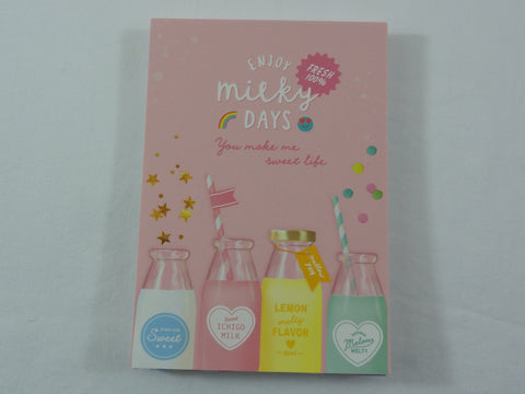 Cute Kawaii Q-Lia Healthy Fruity Sweet Milk Days MIDI 3.5 x 5 in Notepad / Memo Pad - B - Stationery Designer Paper Collection