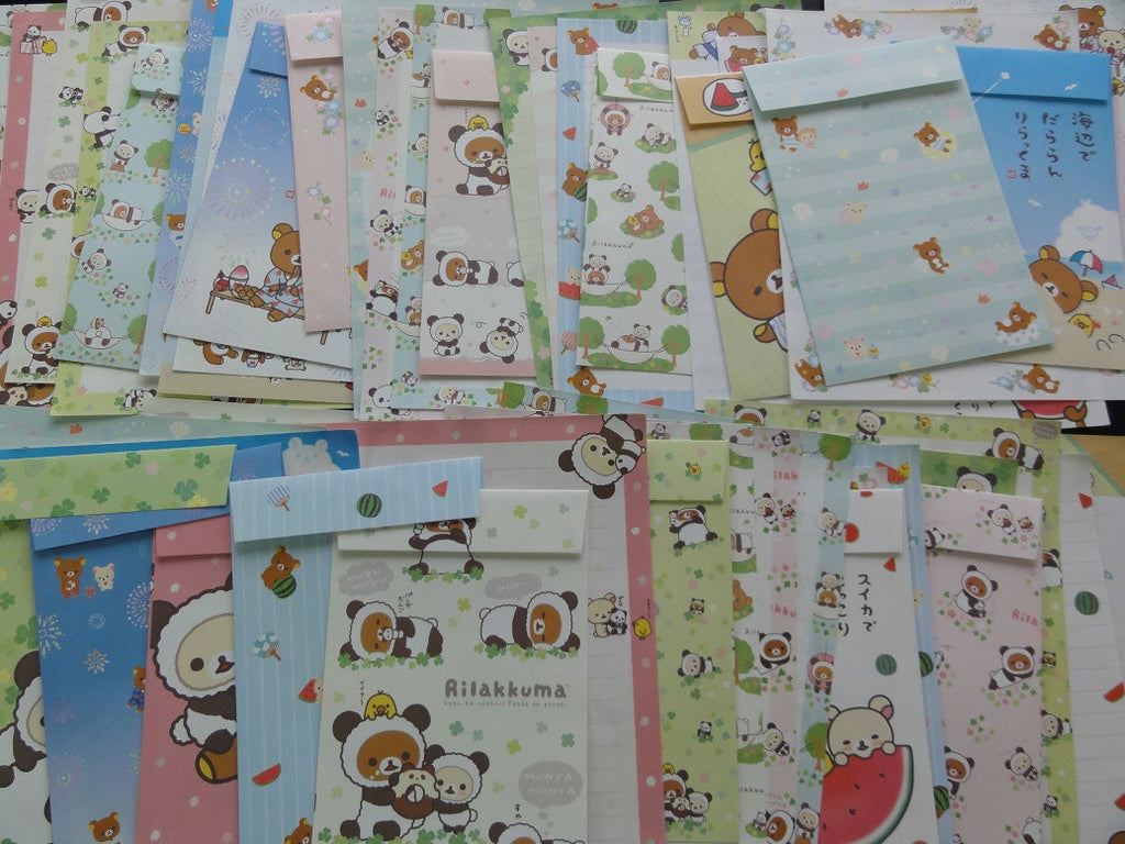 z Kawaii Cute San-X Rilakkuma Panda & Summer Beach Letter Paper + Envelope Theme Set
