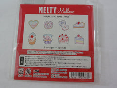 Crux Melty Melow Series in Reusable Ziplock Bag - White - Cupcake Cake Cookie Pie Flake Stickers Sack - for Journal Planner Scrapbooking Craft