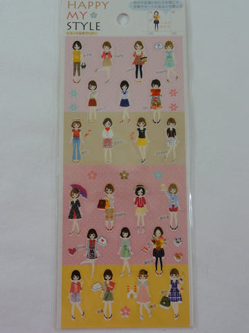 Cute Kawaii Girl Fashion Style Sticker Sheet - for Planner Journal Scrapbook Craft