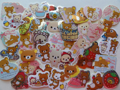 San-X Rilakkuma Bear Flake Stickers - 42 pcs