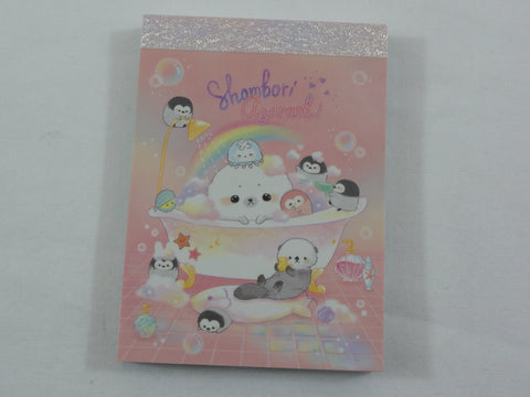 Cute Kawaii Crux Shombori Azarashi Seal Penguin Friends Mini Notepad / Memo Pad - E - Stationery Designer Paper Collection