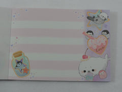 Cute Kawaii Crux Shombori Azarashi Seal Penguin Friends Mini Notepad / Memo Pad - F - Stationery Designer Paper Collection