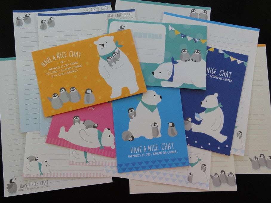 Kawaii Cute Bear and Penguins North Pole Winter Letter Sets