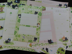 Kawaii Cute San-X Kutusita Nyanko Cat Clover Green Happy Friends Letter Sets - A