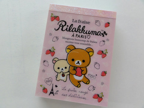 Kawaii Cute San-X Rilakkuma La Fraise Paris Mini Notepad / Memo Pad - A