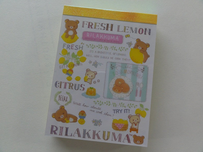 Kawaii Cute San-X Rilakkuma Fresh Lemon Mini Notepad / Memo Pad - C