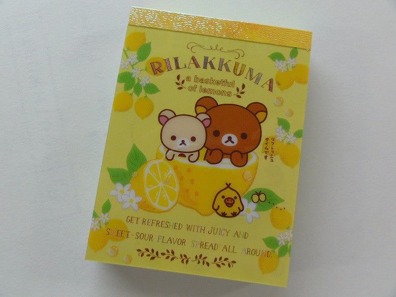 Kawaii Cute San-X Rilakkuma Fresh Lemon Mini Notepad / Memo Pad - D
