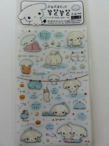 Kawaii Cute San-X Buru Buru Dog Sticker Sheet - Blue White