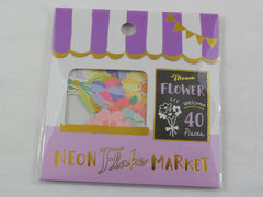 Cute Kawaii Mind Wave Market Series - Neon Purple - Fresh Flower Flake Stickers Sack - for Journal Agenda Planner Scrapbooking Craft