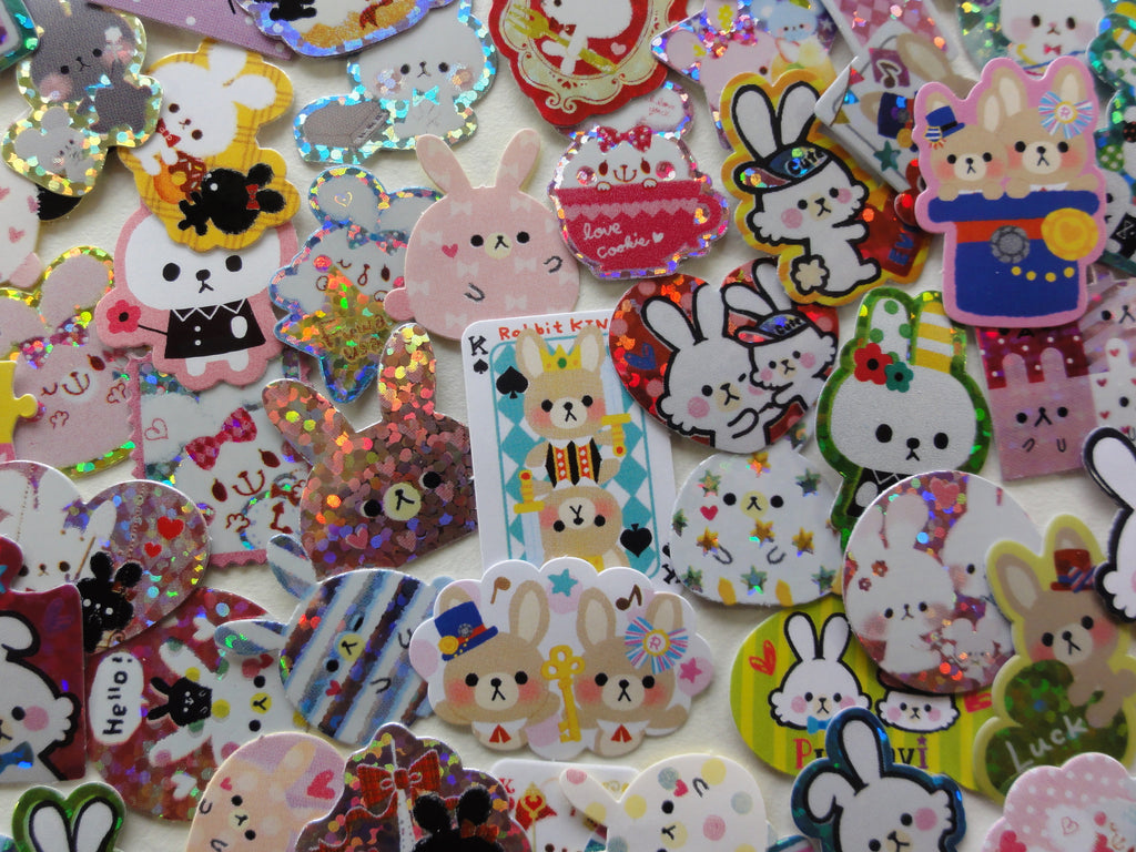 Cute Kawaii Rabbit Bunnies Flake Stickers - 70 pcs