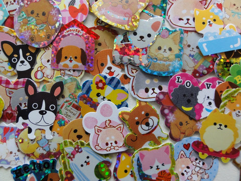 Cute Kawaii Dog Puppies Flake Stickers