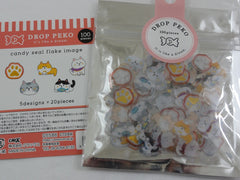 Cute Kawaii Crux Candy Drop Style Flake Stickers Sack - Cat Kitten - for Journal Planner Agenda Craft Scrapbook