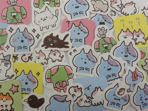 Cute Zombie Cat Flake Stickers - 32 pcs - for Journal Planner Craft