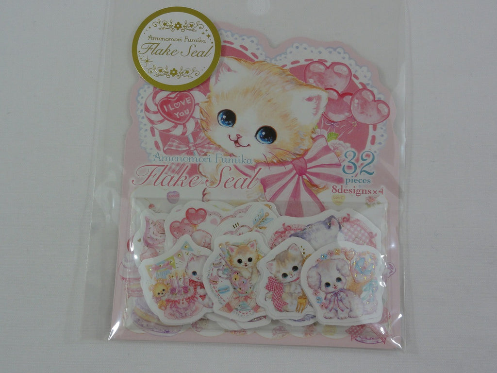 Cute Kawaii Sweet Kitten Cat Flake Stickers Sack - A - for Journal Agenda Planner Scrapbooking Craft