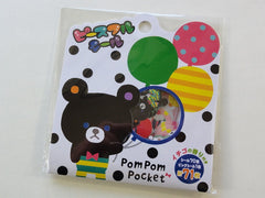 Cute Kawaii Mind Wave Pom Pom Pocket Bear Flake Stickers Sack