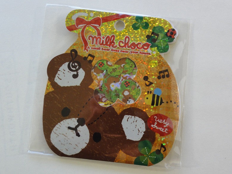 Cute Kawaii Q-Lia Milk Choco Bear Flake Stickers Sack - A