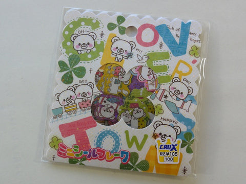 Cute Kawaii Crux Clover Town Bear Flake Stickers Sack - Vintage