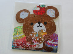 Cute Kawaii Q-Lia Milk Choco Bear Flake Stickers Sack - B