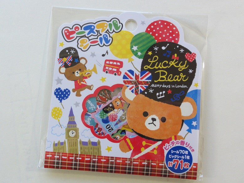 z Cute Kawaii Mind Wave Bear Merry Days in London Stickers Flake Sack - Vintage