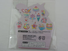 Cute Kawaii Mind Wave Foodies Series -  Unicorn Rainbow of Sweets Flake Stickers Sack - for Journal Agenda Planner Scrapbooking Craft