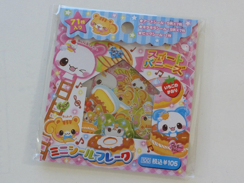 Cute Kawaii Pastry Bakery Rabbit Animal Friends Stickers Sack C - Vintage