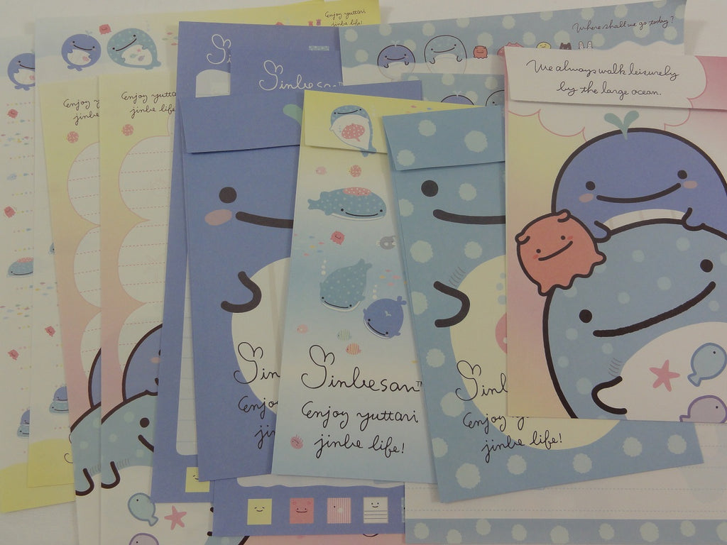 Cute Kawaii San-X Jinbesan Whale Letter Sets - G - Stationery Writing Paper Envelope