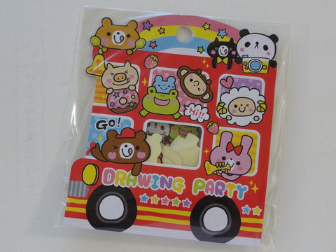 Cute Kawaii Kamio Drawing Party Animal Stickers Sack - Vintage