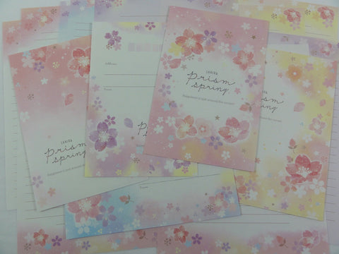 Cute Kawaii Crux Sakura Cherry Blossom Prism Spring Letter Sets - Stationery Writing Paper Envelope